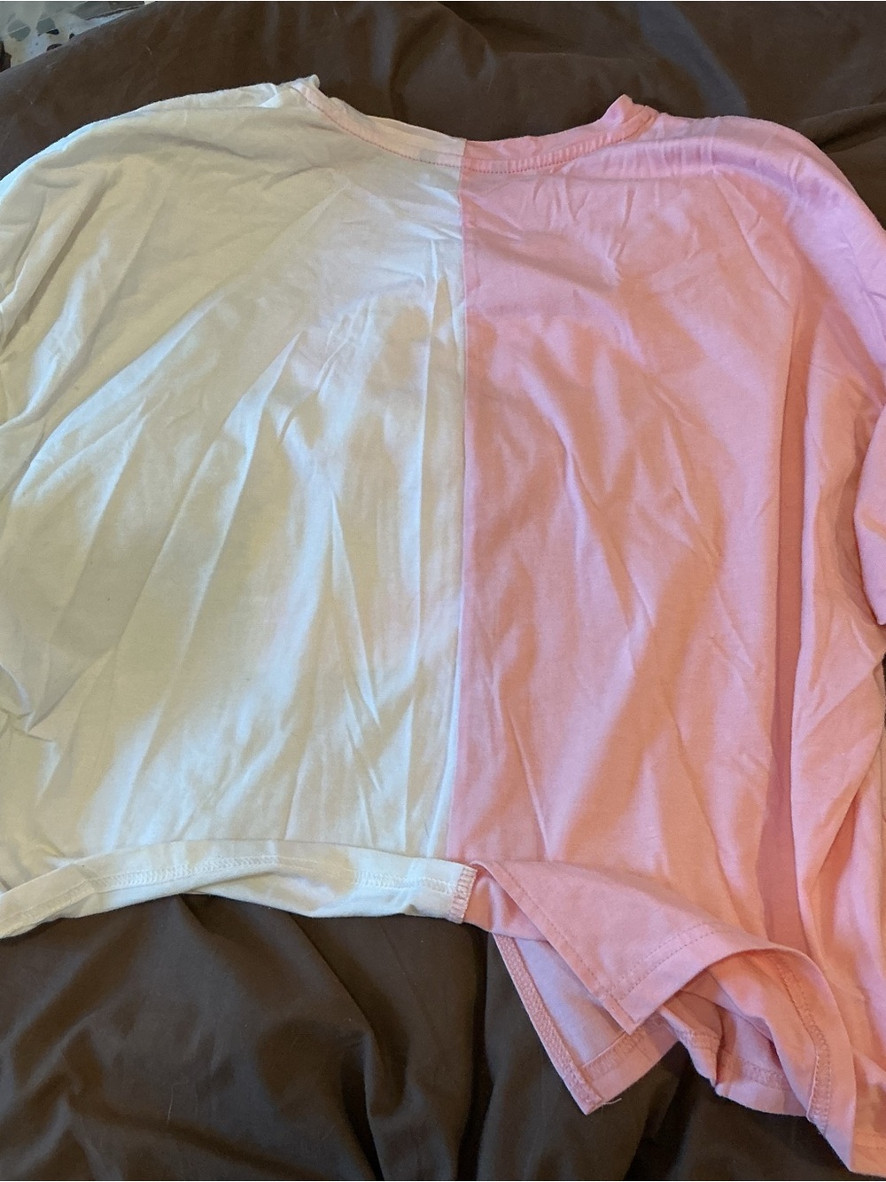 SHEIN Split Pink & White Graphic Long Sleeve Tee - Picture 3 of 3